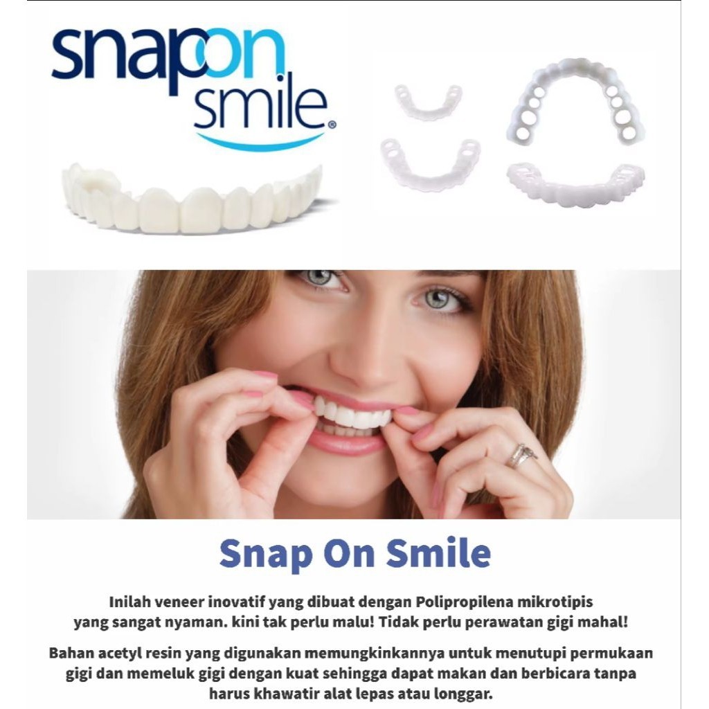 PROMO MURAH Gigi Palsu Instan Snap On Smile 1 Set Atas Bawah | Snap On Smile Gigi Palsu 1 Set Atas B