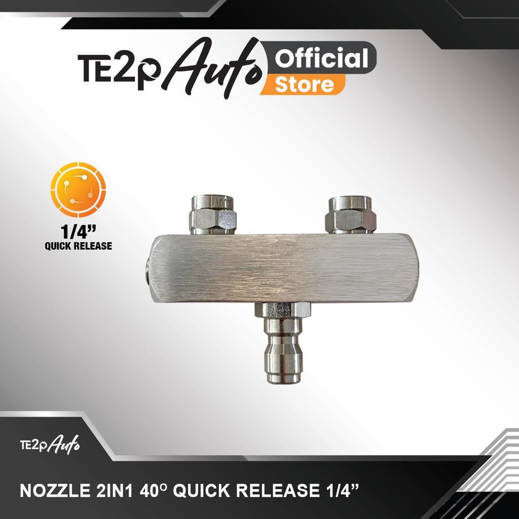 Te2p Auto Nozzle Tip 2in1 40° Ujung Semprotan Gun Penyemprot Nosel 2 Mata Quick Release Adaptor 1/4"