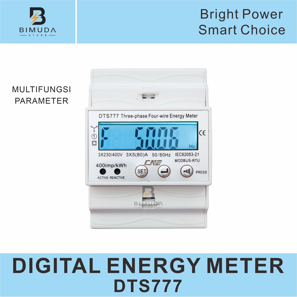 DTS777 KWH METER DIN RAIL 3 PHASE 4 WIRES DIGITAL DISPLAY WATTMETER / METERAN LISTRIK 3 PHASE