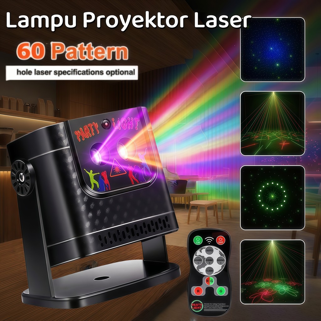 Lampu Disco Laser DJ Remote Control Lighting Lampu Panggung Lampu Disco Laser Ikut Musik Suara Rgb D