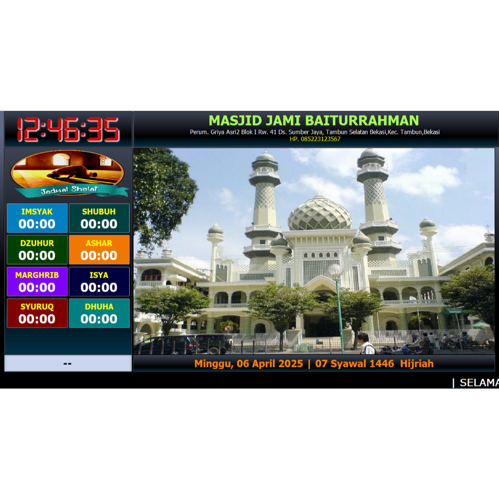 Software Aplikasi Display Masjid dan Keuangan Masjid