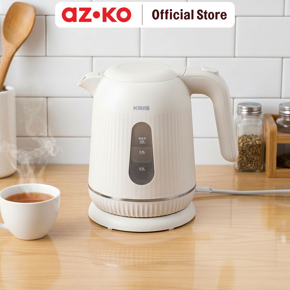 AZKO Kris Teko Listrik 1 Liter 800 watt - Putih Ketel Listrik Pemanas Air Water Boiler Electric Kett