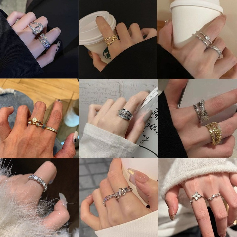 Puer acc COD Cincin Titanium Wanita Emas Muda Penuh Berlian Anti Karat Gaya Korea Untuk Pria Dan Wan