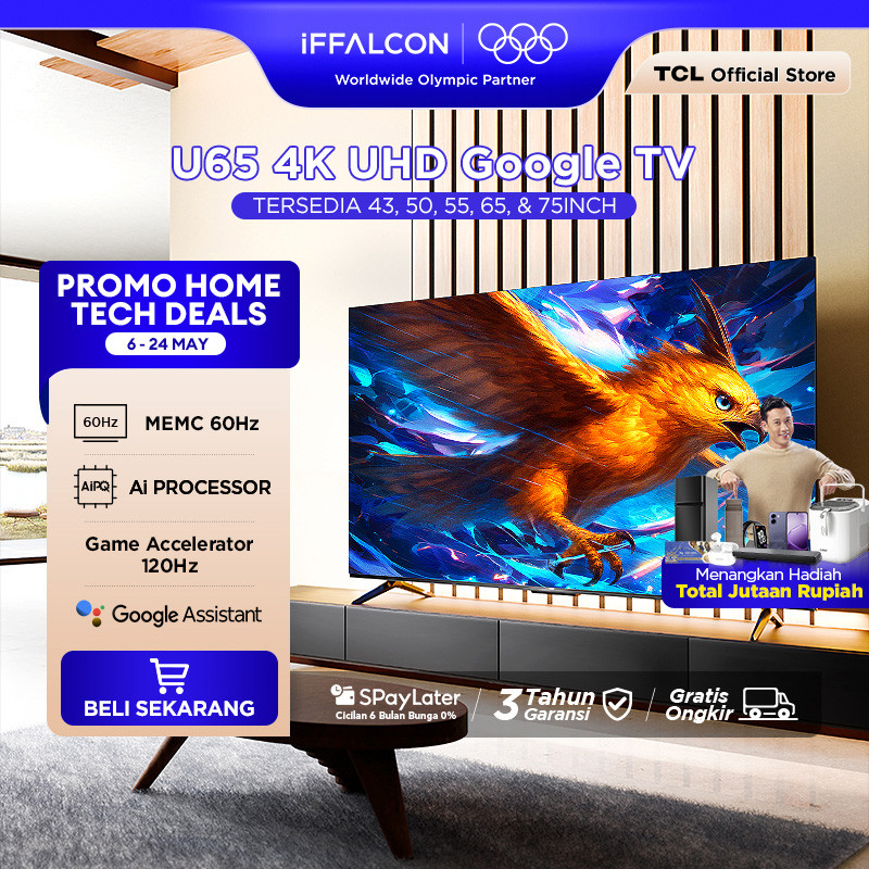 iFFALCON by TCL U65 Series Google TV (Android 12) Smart Digital - 4K UHD - Dolby Audio - Google Play
