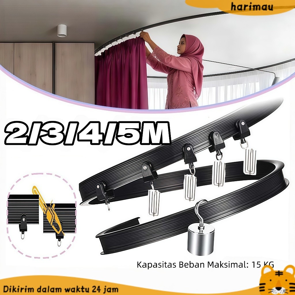 1 Set Rel Tirai Gantung Rel Hordeng Rumah Sakit 2/3/4/5m Rel Gorden Fleksibel Cuttable Rel Gorden Fu