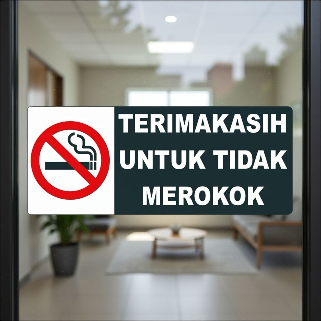 LA Papan Akrilik Kawasan Tanpa Rokok | Akrilik Terimakasih Untuk Tidak Merokok UK 22cm