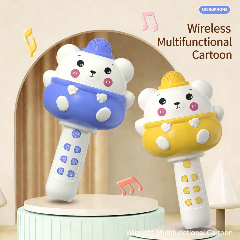 Speaker Anak Mikrofon Kartun Bluetooth Mainan Nyanyi Mikrofon Wireless Anak-anak Multifungsi