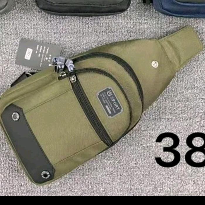 Slingbag Tas Import Pria dan Wanita Bahan Nilon Tas Selempang Cowok Slingbag - Army 3825