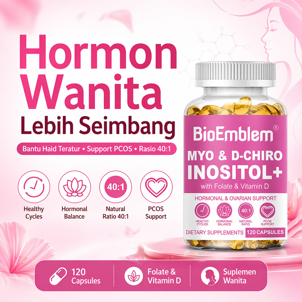 Solusi PCOS Wanita Inositol 40:1 Hormon Stabil Haid Lancar Siap Program Hamil