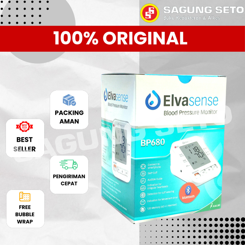 Tensimeter Digital Elvasense BP680 Pengukur Tekanan Darah dan Denyut Nadi dengan Bluetooth