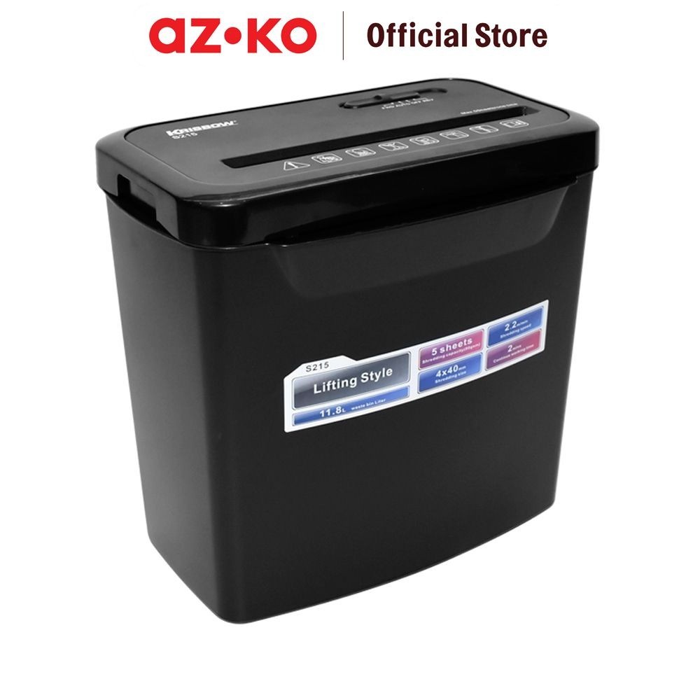 AZKO Krisbow Mesin Penghancur Kertas S215 - Hitam Paper Shredder Penghancur Dokumen Penggiling Kerta