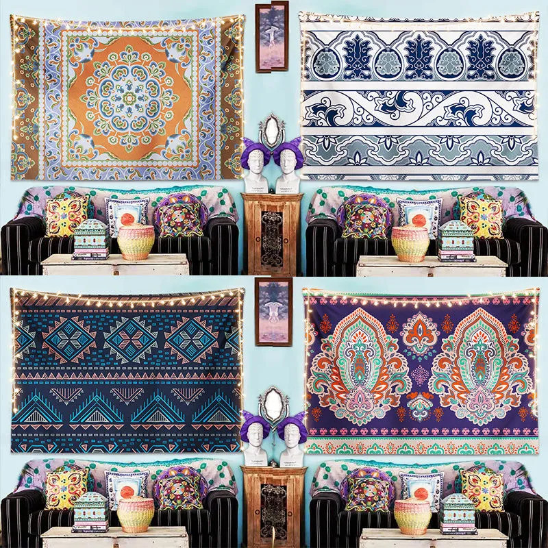 Bohemian wall ethnic style background cloth wall bedroom room sofa bed and breakfast wall cloth