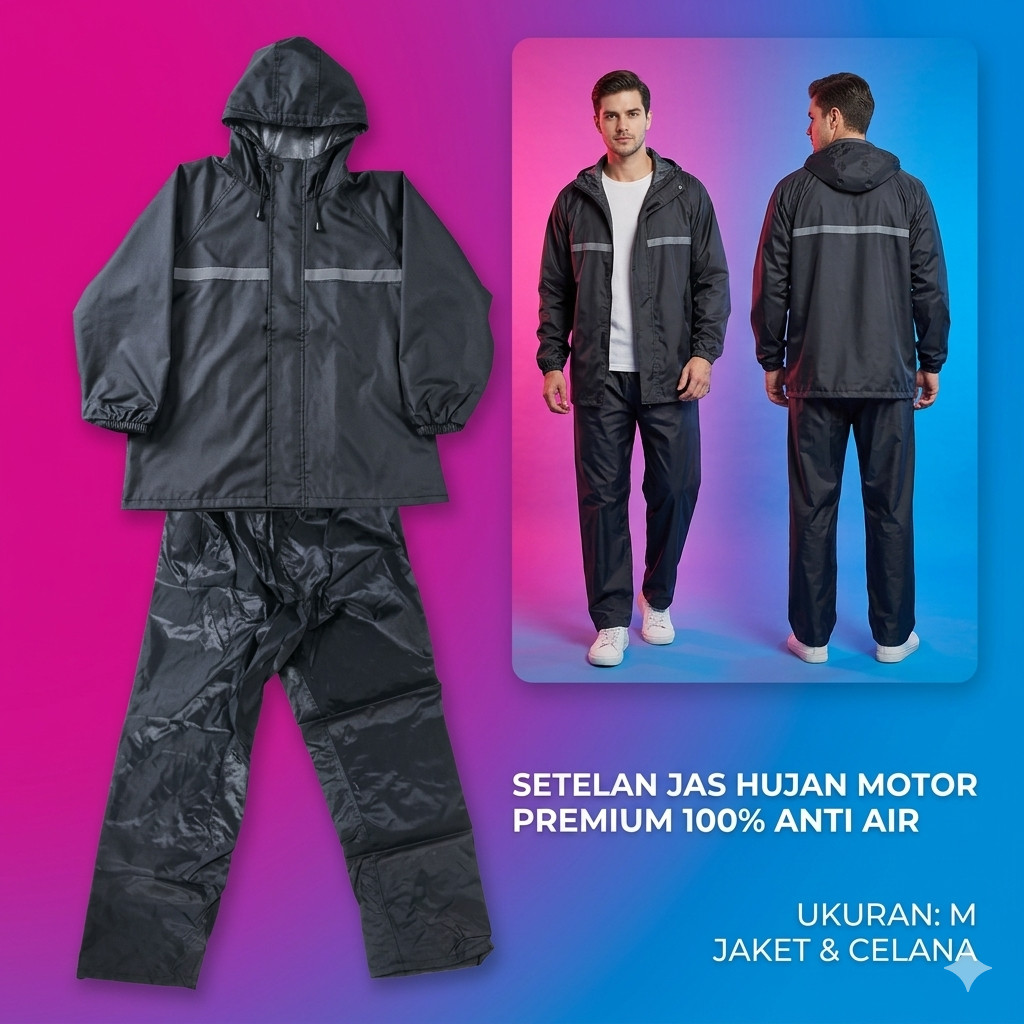 Jas Hujan Motor Setelan Murah Awet Kuat Praktis Ringkas Jaket Celana Bagus Bahan Tebal Anti Air Wate