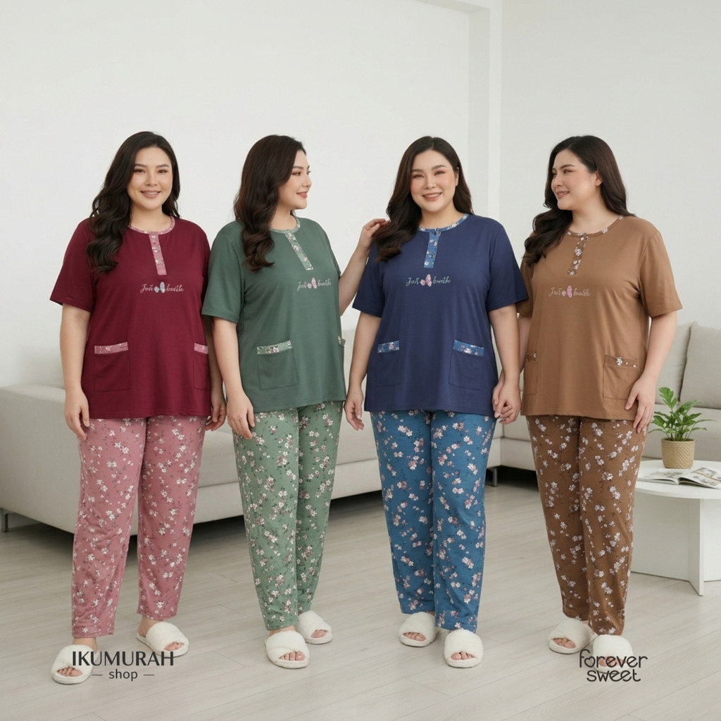 Baju Tidur  Baby Doll Jumbo 5XL Celana Panjang Ikimurahshop X Forever Sweet