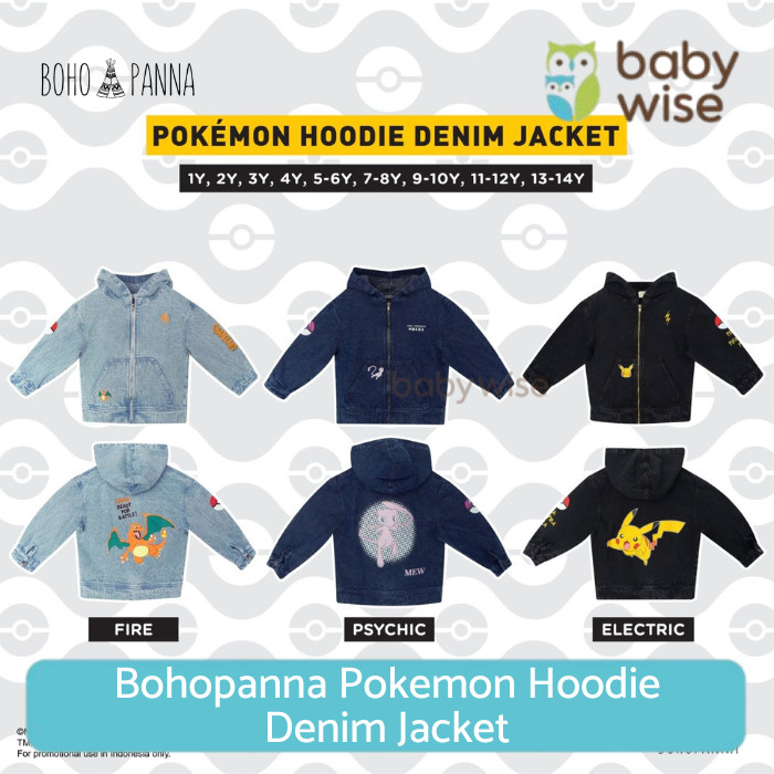 Bohopanna Pokemon Hoodie Denim Jacket