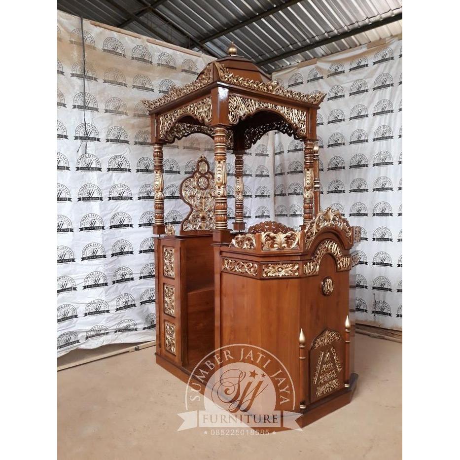 mimbar masjid jati jepara, mimbar ukir masjid, mebel jepara
