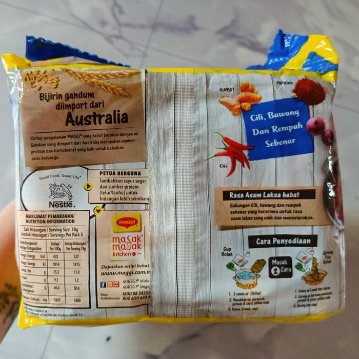 Maggi Mie Rasa Asam Laksa - Maggie Mie Laksa - Mie Instan Malaysia - Maggi Mi Asam Laksa Terlaris
