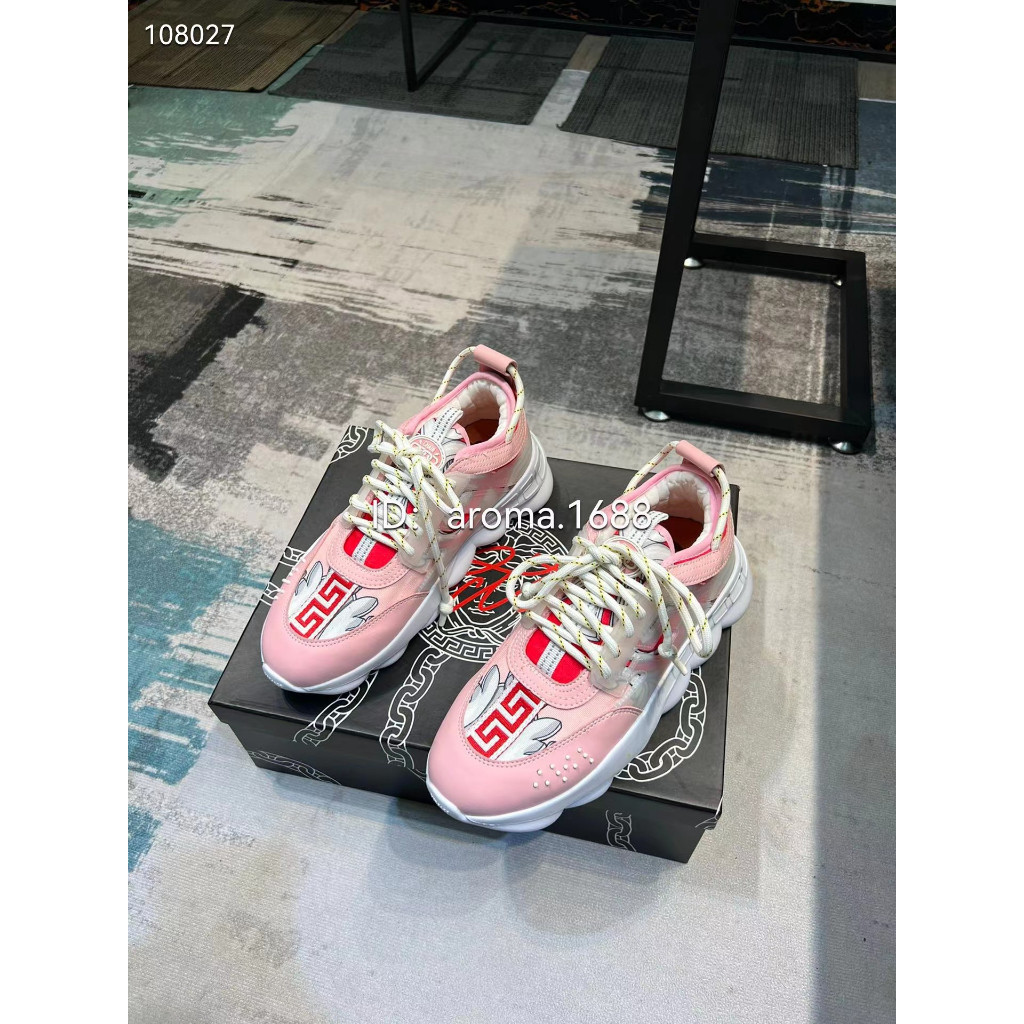 Versace's latest casual dad shoes, men's and women's sizes, couple's original color matching, hand-p