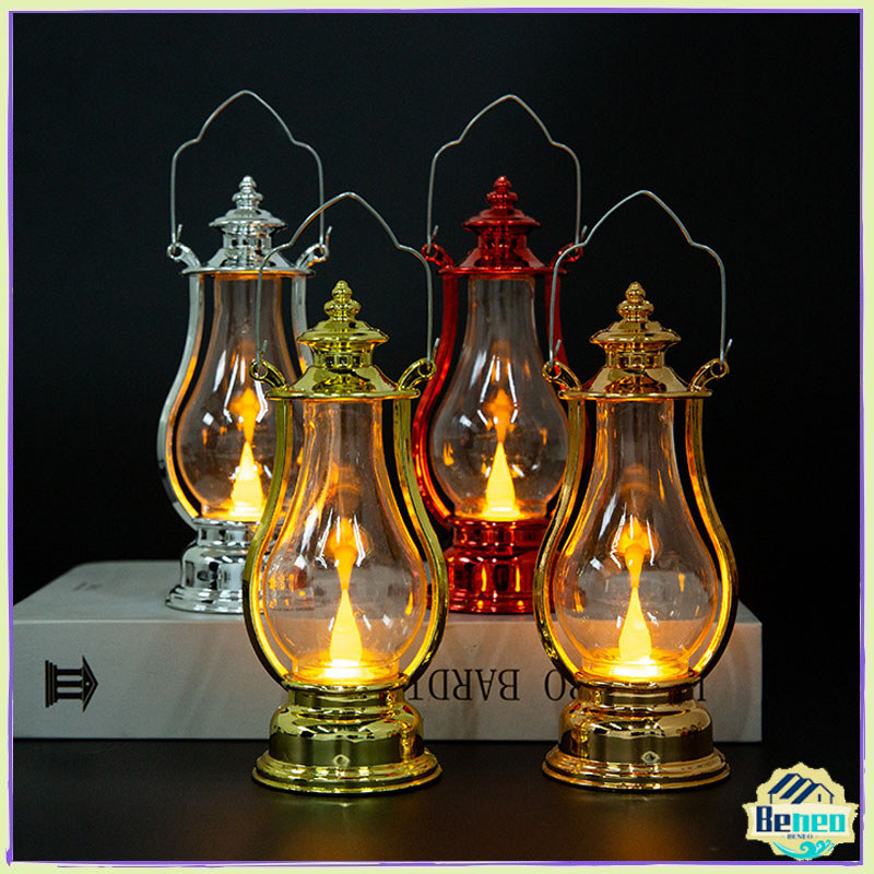 Lampu Lentera LED Lampu Minyak Antik Hiasan Rumah Antik Lentera Lampu LED Muslim Lampu Led Lentera L