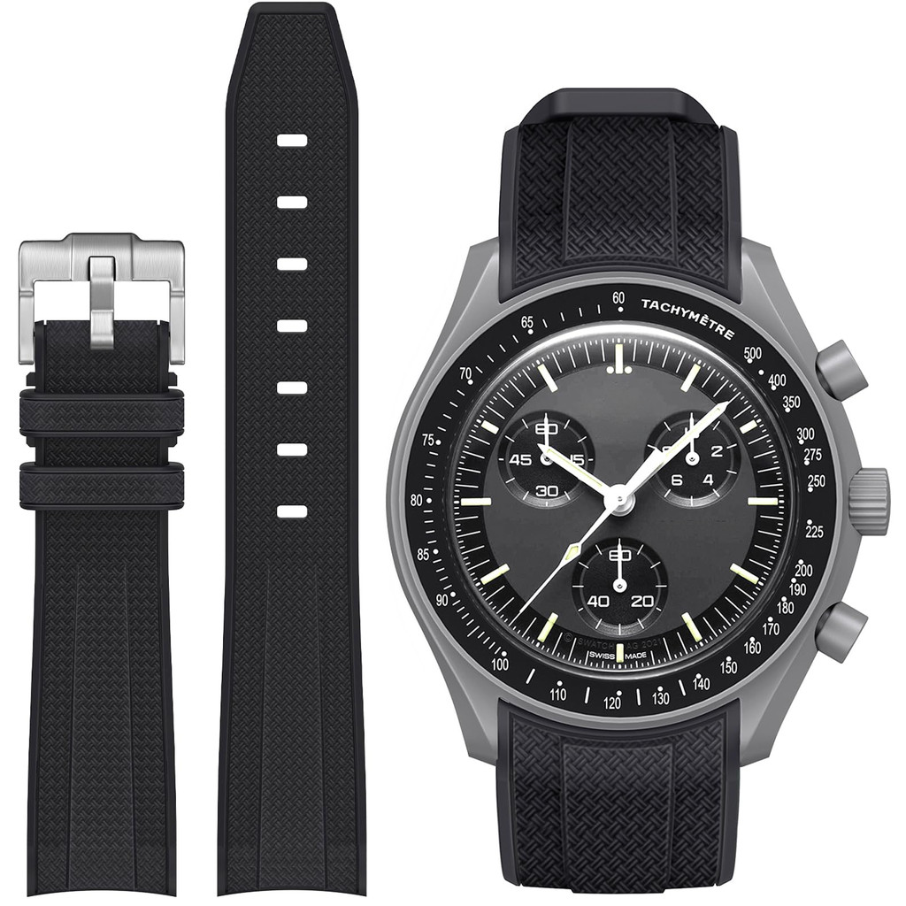 Silicone Bands for Omega X Swatch Moonswatch Watch Band 20mm Curved End Strap for Omega Swatch Moons