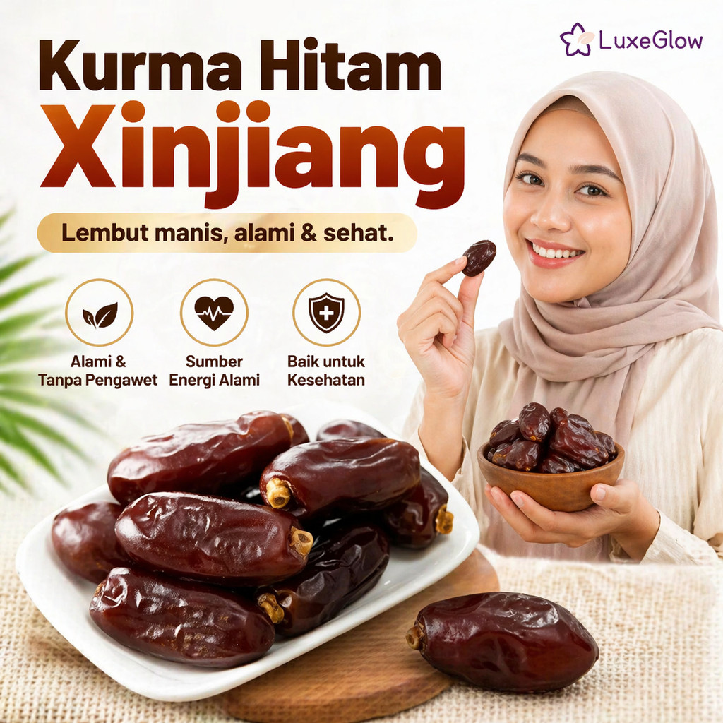 Kurma Hitam Kering Rasa Susu Xinjiang | Buah Montok Dan Tebal | Kurma Hitam Besar Pilihan | Rasa Sus