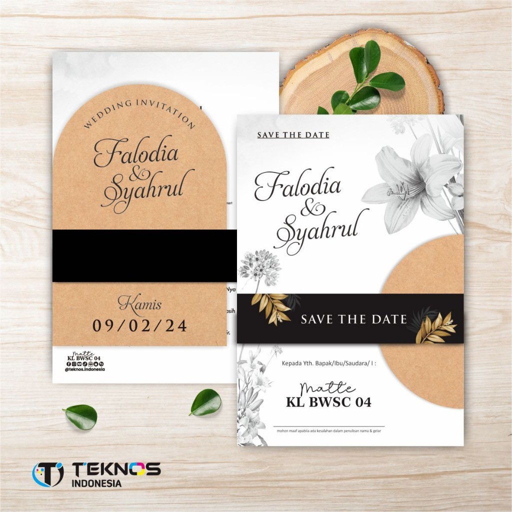 CETAK UNDANGAN PERNIKAHAN SABUK KRAFT MURAH - KARTU UNDANGAN NIKAH AESTHETIC BWSC UNIK ELMAS DIGITAL