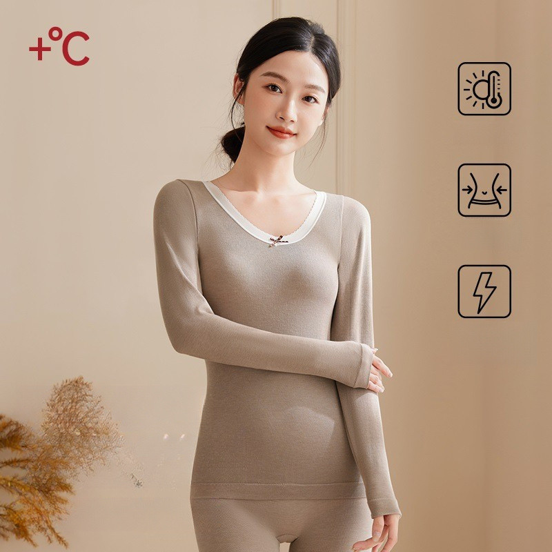 [Beruang kutub] set pakaian dalam termal wanita korea komune rambut domba hot pants set piyama