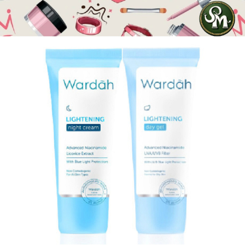 Wardah Lightening Day Cream | Night Cream Niacinamide - Pelembab Pagi dan Malam 20ml