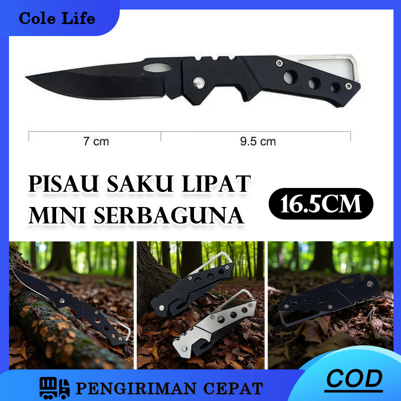Pisau Mini Outdoor Lipat Saku / Stainless Steel Baja Tahan Karat