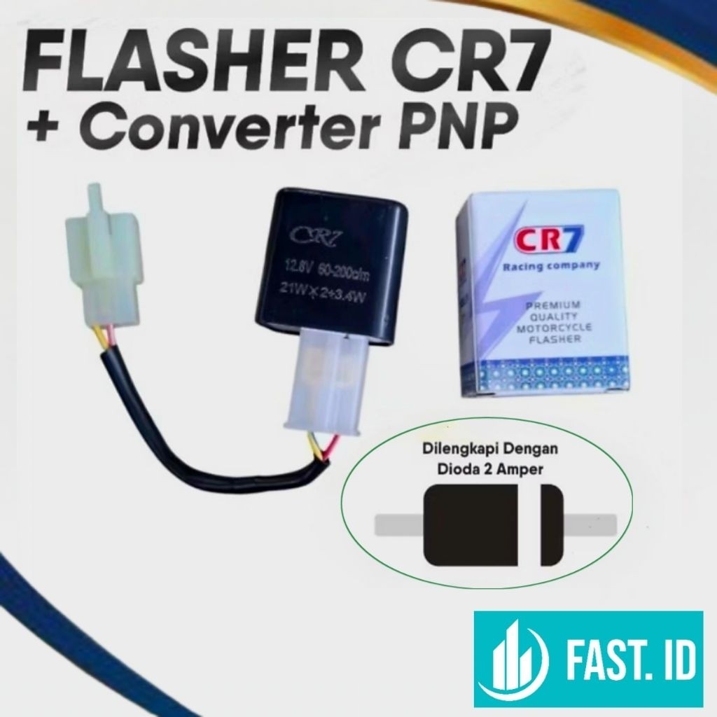 Flasher Sen CR7 + Kabel Soket Dioda PNP Motor Stylo 160 NMAX AEROX LEXI PCX VARIO LED New Vixion