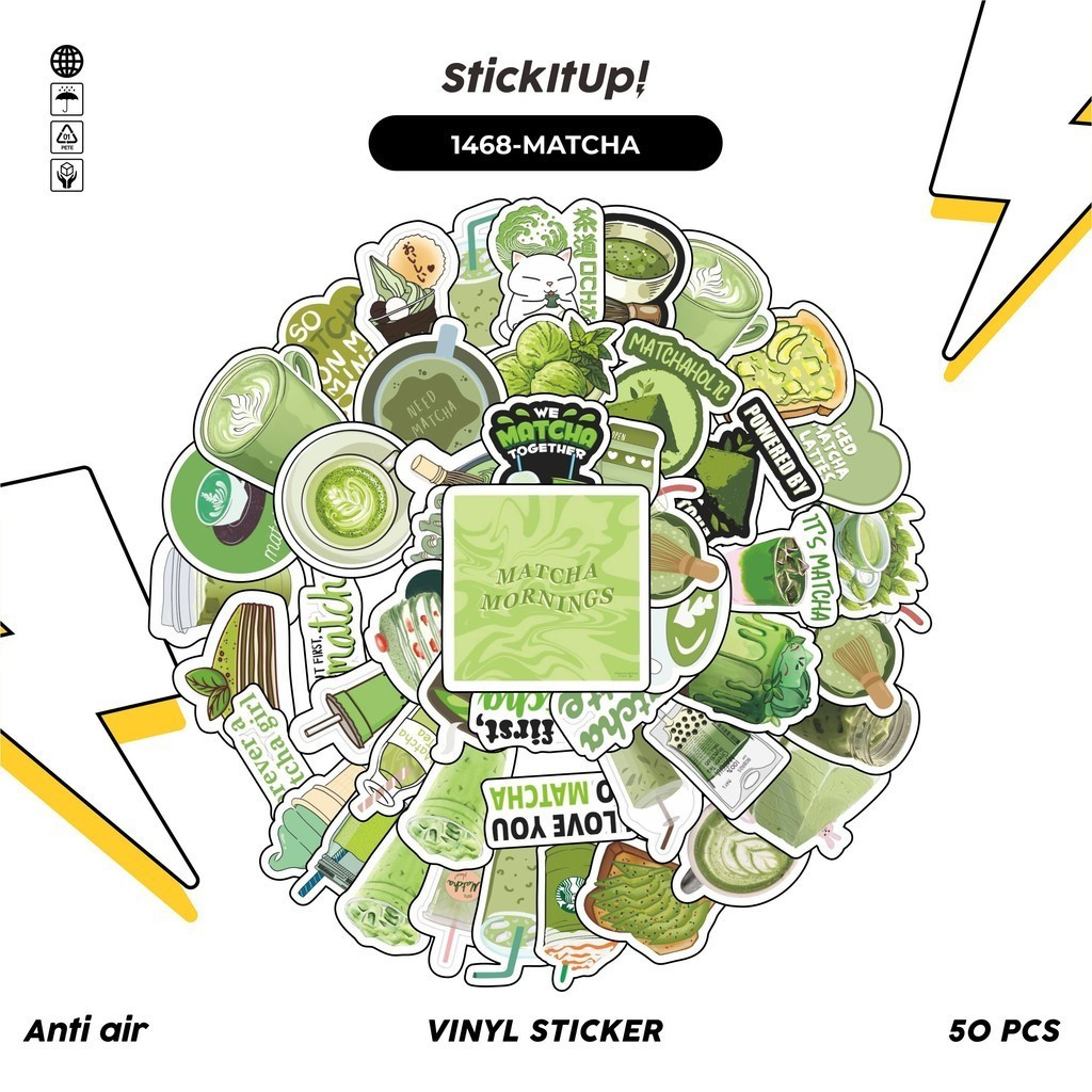 Stiker Pack Matcha / Teh Hijau / Teh Jepang Lucu Aesthetic Vynil Waterproof untuk Freebies Sticker B