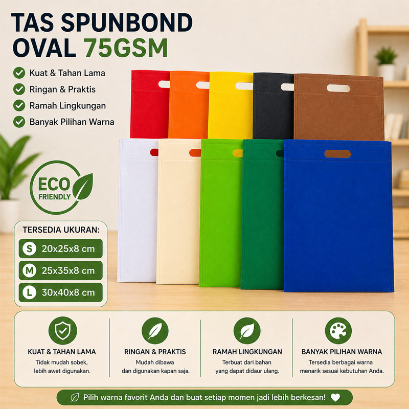 Tas Spunbond Polos Oval Goodie Bag Hajatan Hadiah Kantong Kain Ukuran 20x25 25x35 30x40 Tas Souvenir