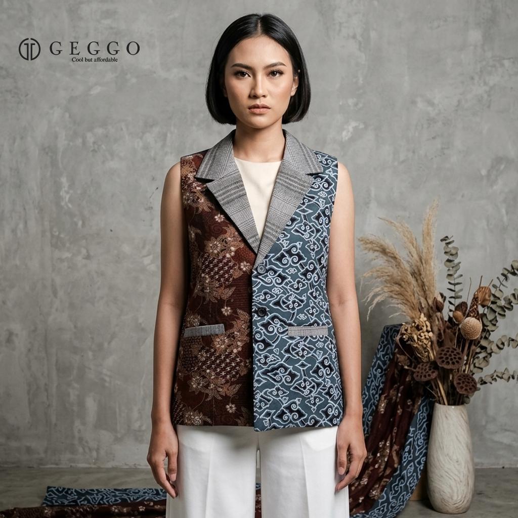 GEGGO - VELYA BLAZER Kutung Tanpa Lengan Katun Batik