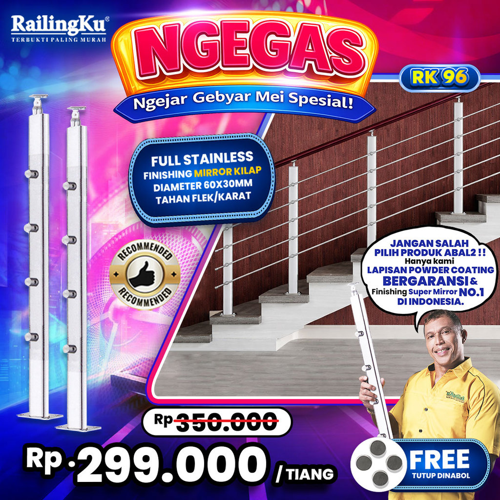 Railing Tangga Pipa Jari Jari Minimalis Tiang Railingku [NGEGAS] RK  96 Railing Anti Karat Free Penu