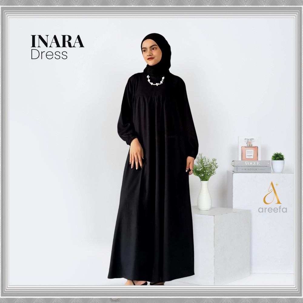 Original Areefa - Gamis Abaya Turkey Remaja Hitam Polos Wanita Premium Simple Mewah Elegan Aesthetic
