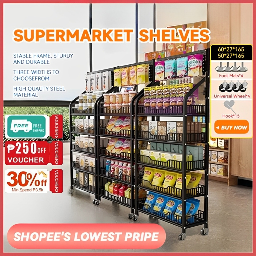 Rak Snack Serbaguna 4/5 Susun Rak Besi Toko Jajan Gawang Sembako Troli Display