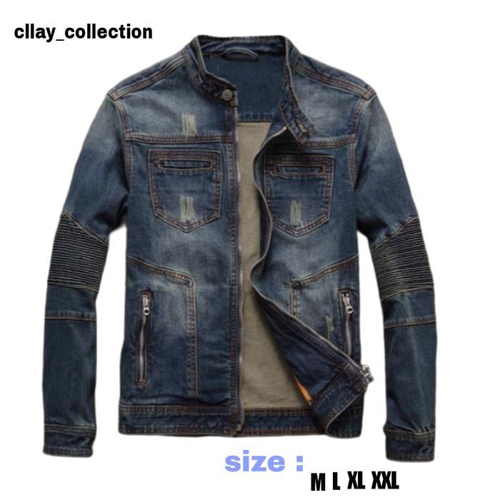Jaket Jeans Biker Denim Pria Wanita Terbaru Blazer Keren Distro - biothink, M