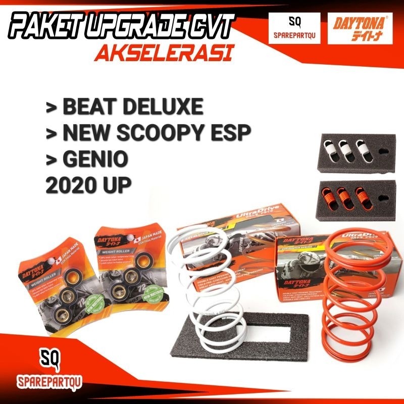 PAKET UPGRADE CVT GENIO BEAT DELUXE SCOOPY ESP 2020 UP DAYTONA RACING - PAKET AKSELERASI CVT .