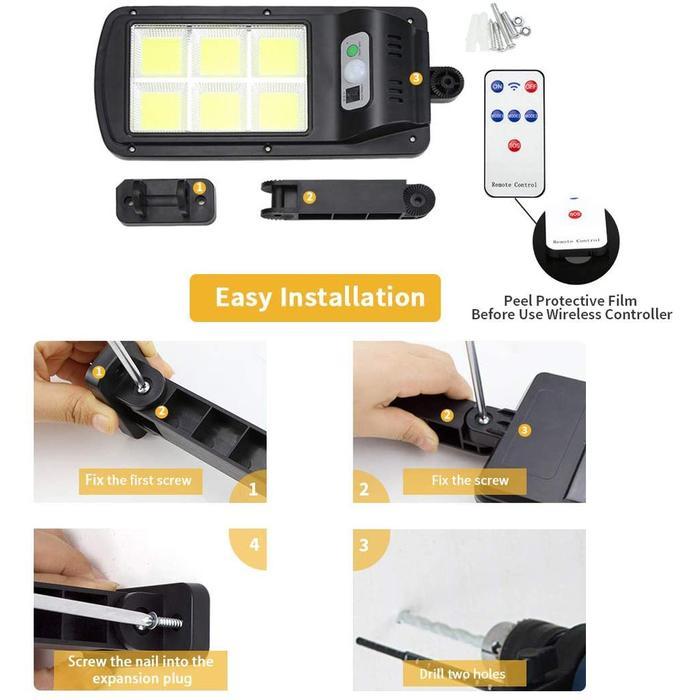 Lampu LED Tenaga Surya Outdoor Sensor Gerak 50W Waterproof untuk Jalan Taman Garasi Halaman Rumah He