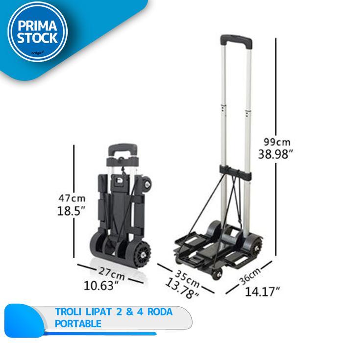 TROLI LIPAT BARANG + TALI IKAT ALUMINIUM TROLLEY GAS GALON 2 4 RODA - 4 RODA