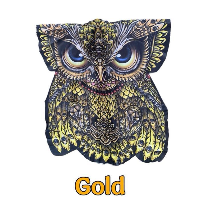 Layangan Celepuk 1 Meter - Layangan Burung Hantu - Layangan Bali - Layangan Owl Kain - Gold, layanga