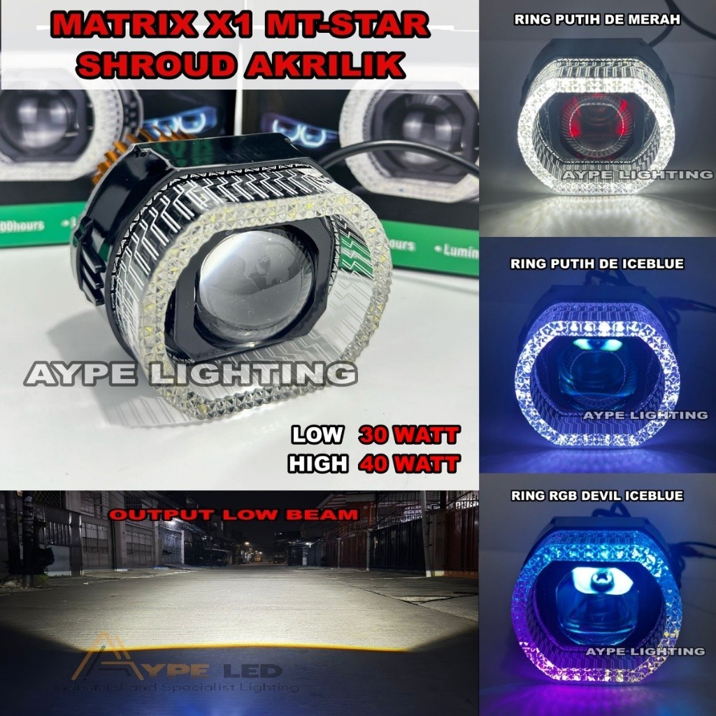 Biled Matrix X1 MP03 3 inch Shroud Akrilik Apps 210+ Mode Plus Demon Mini Biled X1 3 inch Lengkap