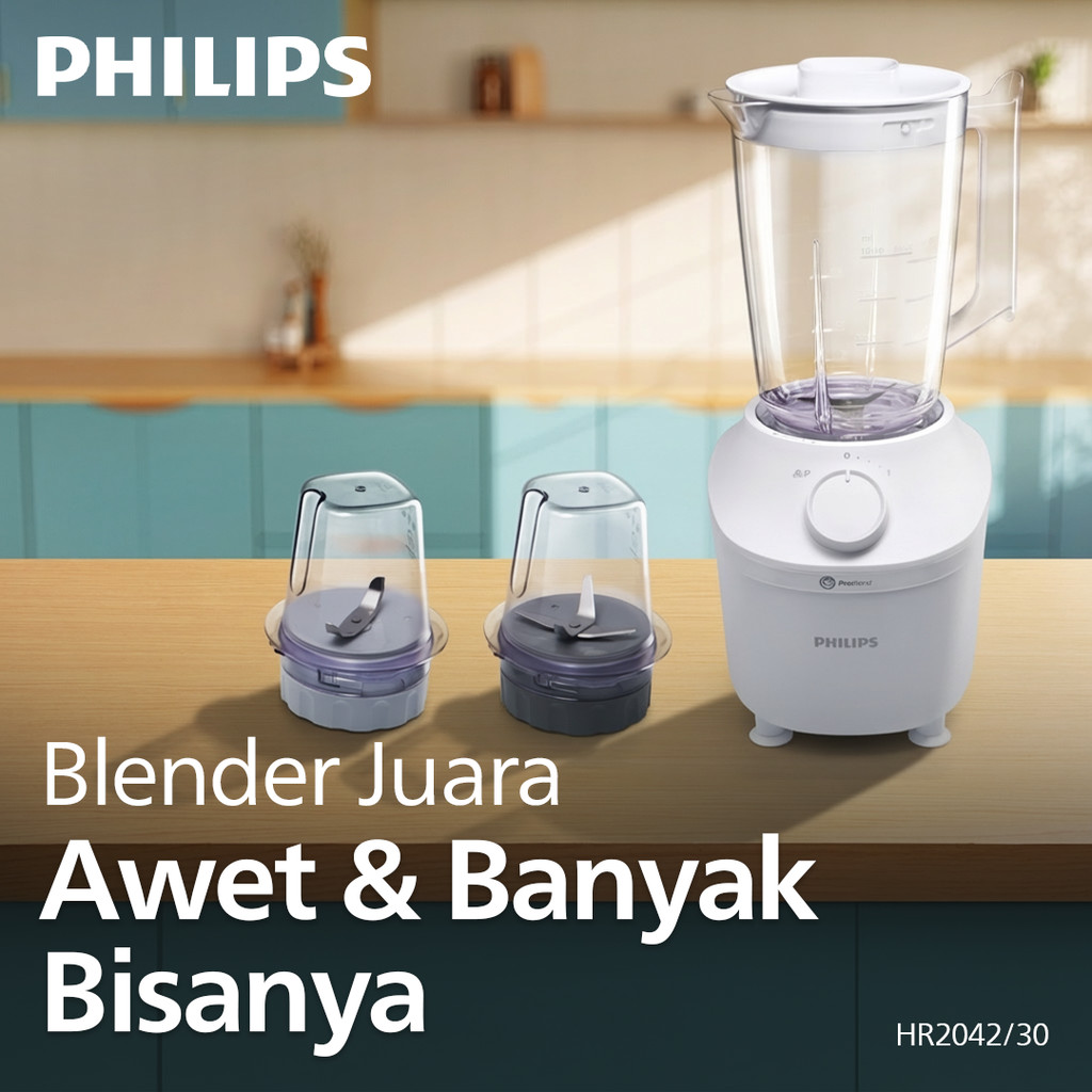 Blender Philips Plastik 1 Liter - 3000 series HR2042/30 - Blender Jus - Blender Juicer- Blender Terb