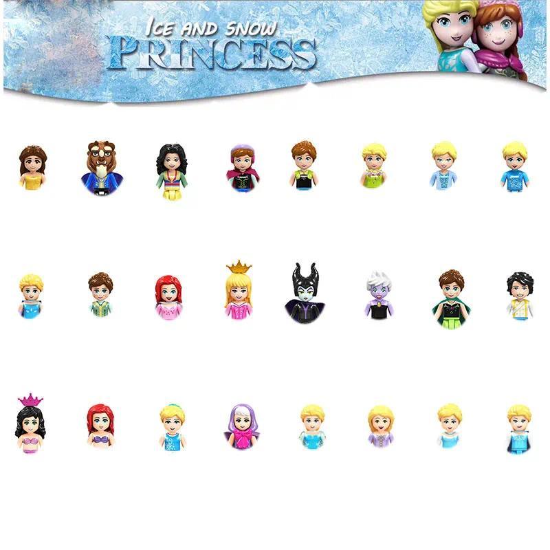 Friends Princess Anna Elsa Ariel Cinderella Belle Maleficent Ursula Building Blocks Toys For Childre