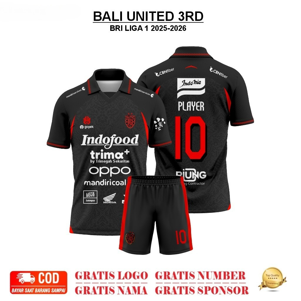Jersey/Baju Bola BALI UNITED GK 24/25 SUPORTER Gratis Name Set & No Punggung