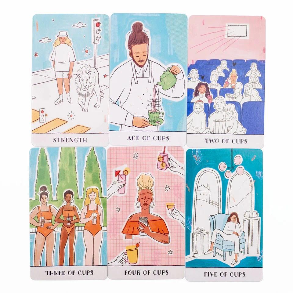 Real Talk Tarot Permainan Ramalan Keberuntungan dengan 78 Kartu & Buku Panduan Ilustrasi Modern Perm