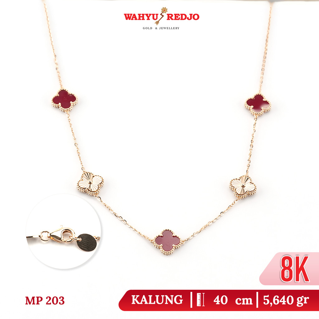 Kalung Emas Bunga Putih  Merah Gold 8K Wahyu Redjo KL-8K-31857794-PMR