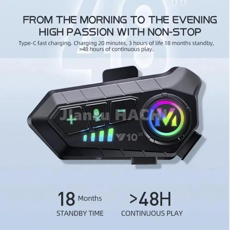 Motorcycle Helmet Intercom 12Pcs V10 2x Bluetooth 300M Wireless Intercomunicador 2000Mah Moto Walkie