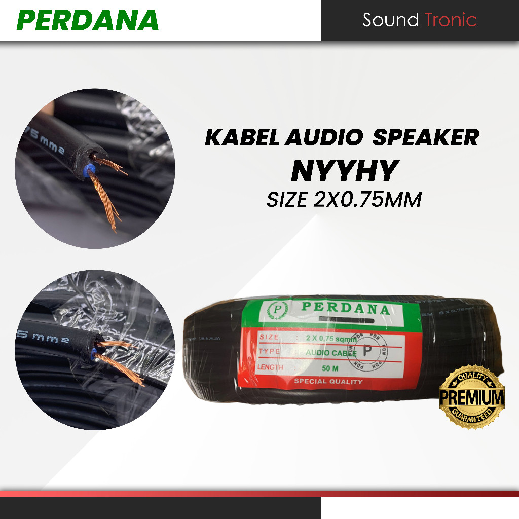 PERDANA KABEL NYYHY 50METER 2x0,75 mm SERABUT 2x0.75 HITAM