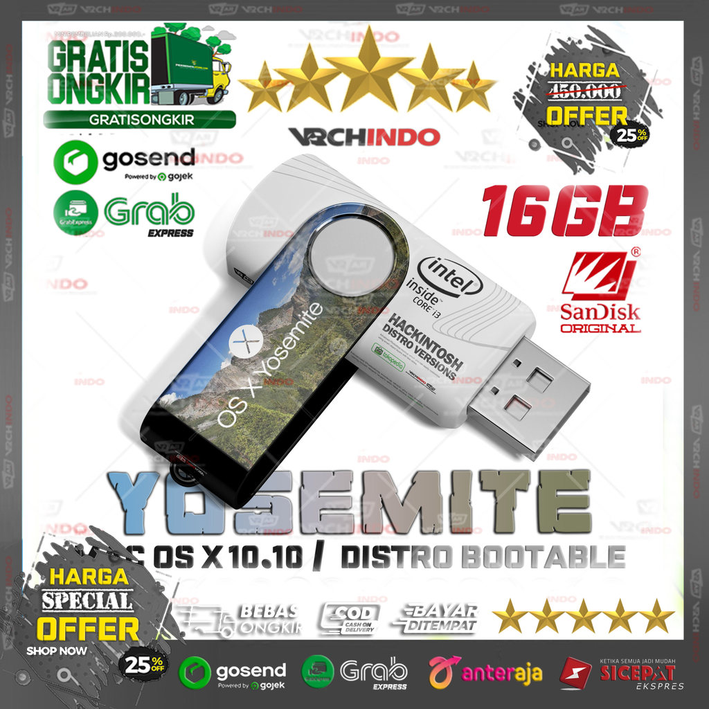 Mac Os X 10.10 - MacOS YOSEMITE | Hackintosh for Komputer / Laptop / Dekstop PC - 16GB Bootable Inst